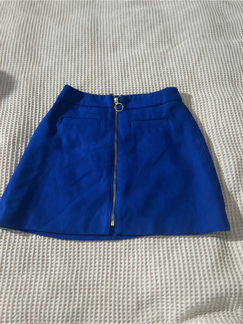 Express Bright Blue Women's A-Line Skirt with Front Zip